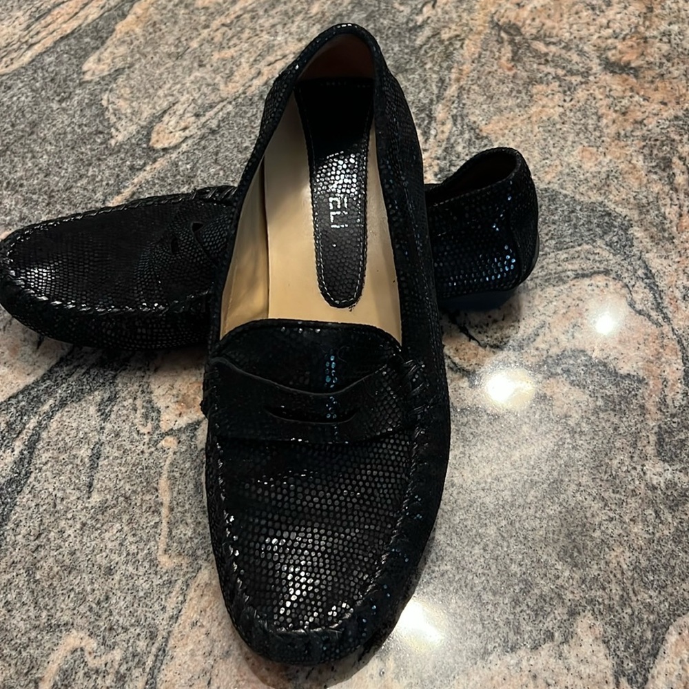 Loafer Suede Flats for Women 8.5 black leather